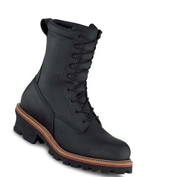 Black Red Wing LoggerMax 9-inch Waterproof, Safety Toe Logger Men's Waterproof Boots | CA121CTV