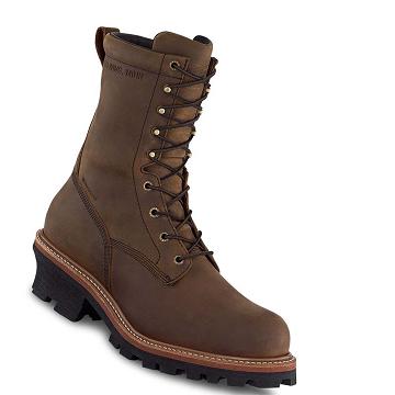Brown Red Wing LoggerMax 9-inch Waterproof, CSA Safety Toe Logger Men's Waterproof Boots | CA127HAP
