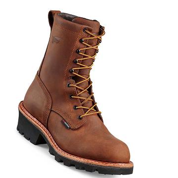 Brown Red Wing LoggerMax 9-inch Waterproof Men's Safety Boots | CA242TCE