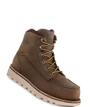 Brown Red Wing Traction Tred Lite 6-inch Safety Toe Men's Waterproof Boots | CA60TCE