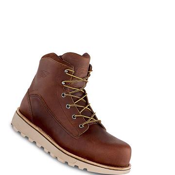 Brown Red Wing Traction Tred Lite 6-inch Safety Toe Men's Waterproof Boots | CA64QMA
