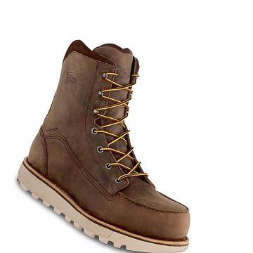 Brown Red Wing Traction Tred Lite 8-inch Safety Toe Men's Waterproof Boots | CA68VRW