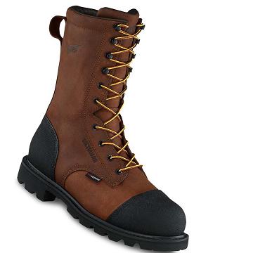 Brown Red Wing TruWelt 10-inch Waterproof Safety Toe Metguard Men's Safety Boots | CA212OKI