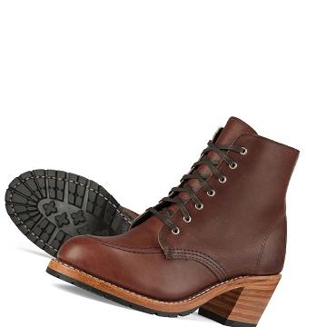 Coffee Red Wing CLARA Heritage Heeled in Harness Leather Women's Boots | CA409ZUT