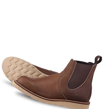 Coffee Red Wing Classic Chelsea Heritage 6-inch Classic Chelsea in Harness Leather Men's Boots | CA337FDN
