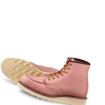 Pink Red Wing CLASSIC MOC Heritage Short in Boundary Leather Women's Boots | CA423YXF